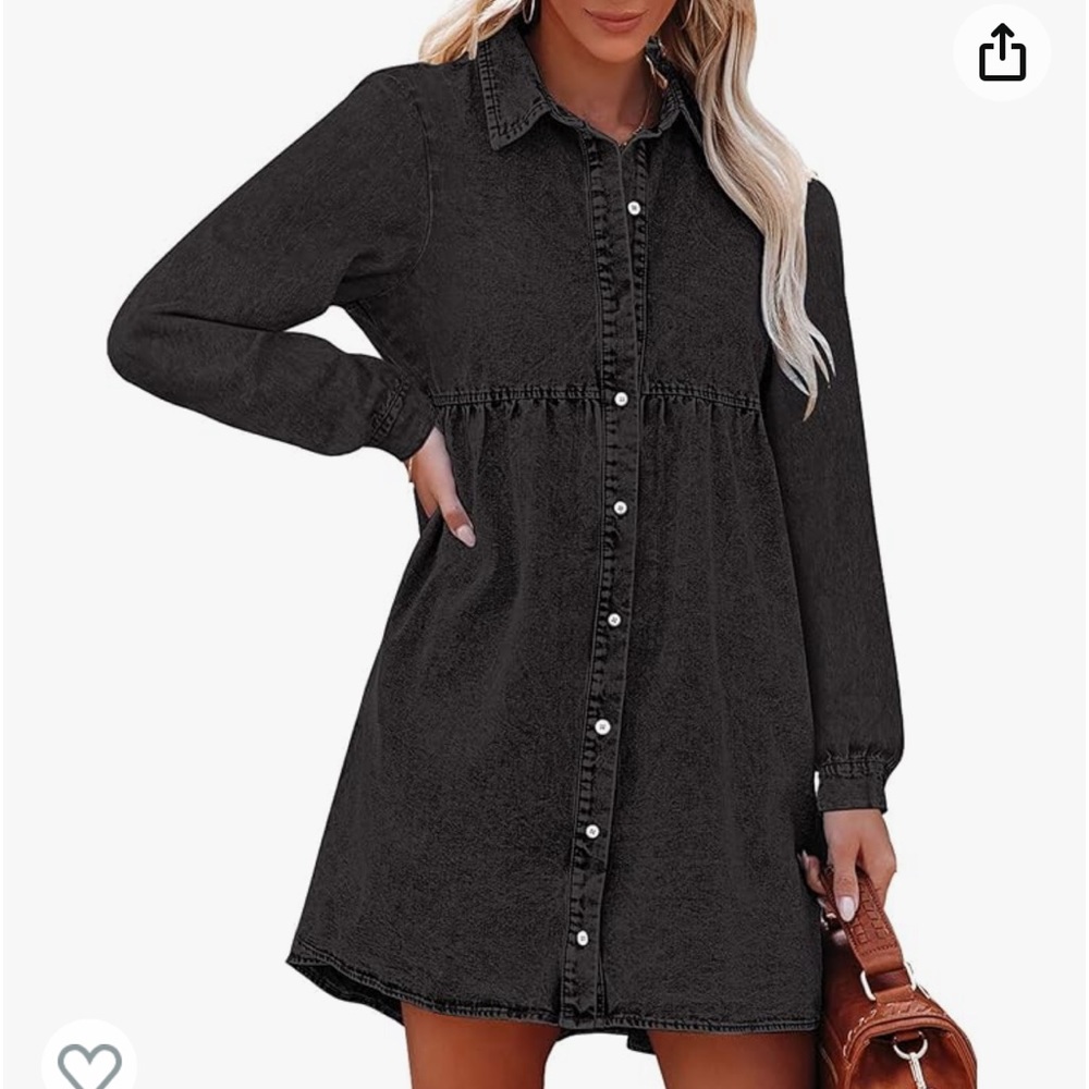 Black Buttoned Long Sleeve Sundress